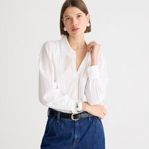 J. Crew Ruffle collar button-up shirt in cotton dobby Medium - NWT